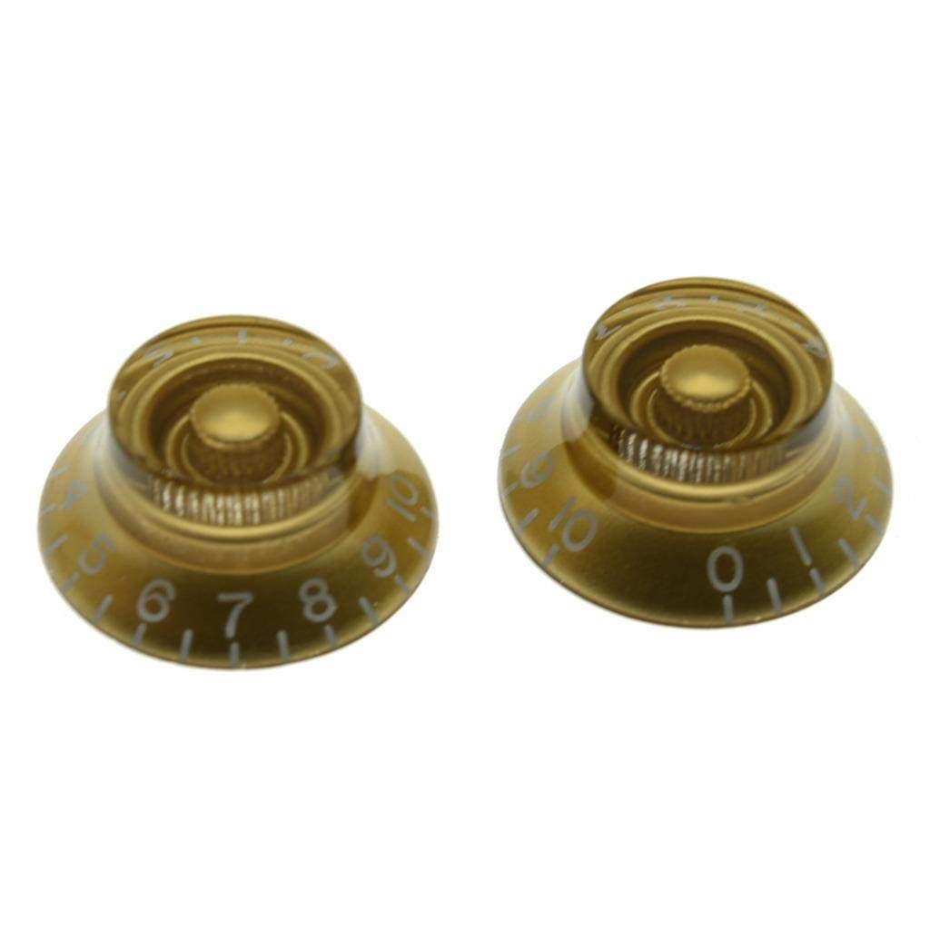 Dopro 2Pcs Usa(Imperial) Lp Guitar Bell Knobs 24 Fine Splines Top Hat Knobs For Usa Les Paul With Cts Pots Gold