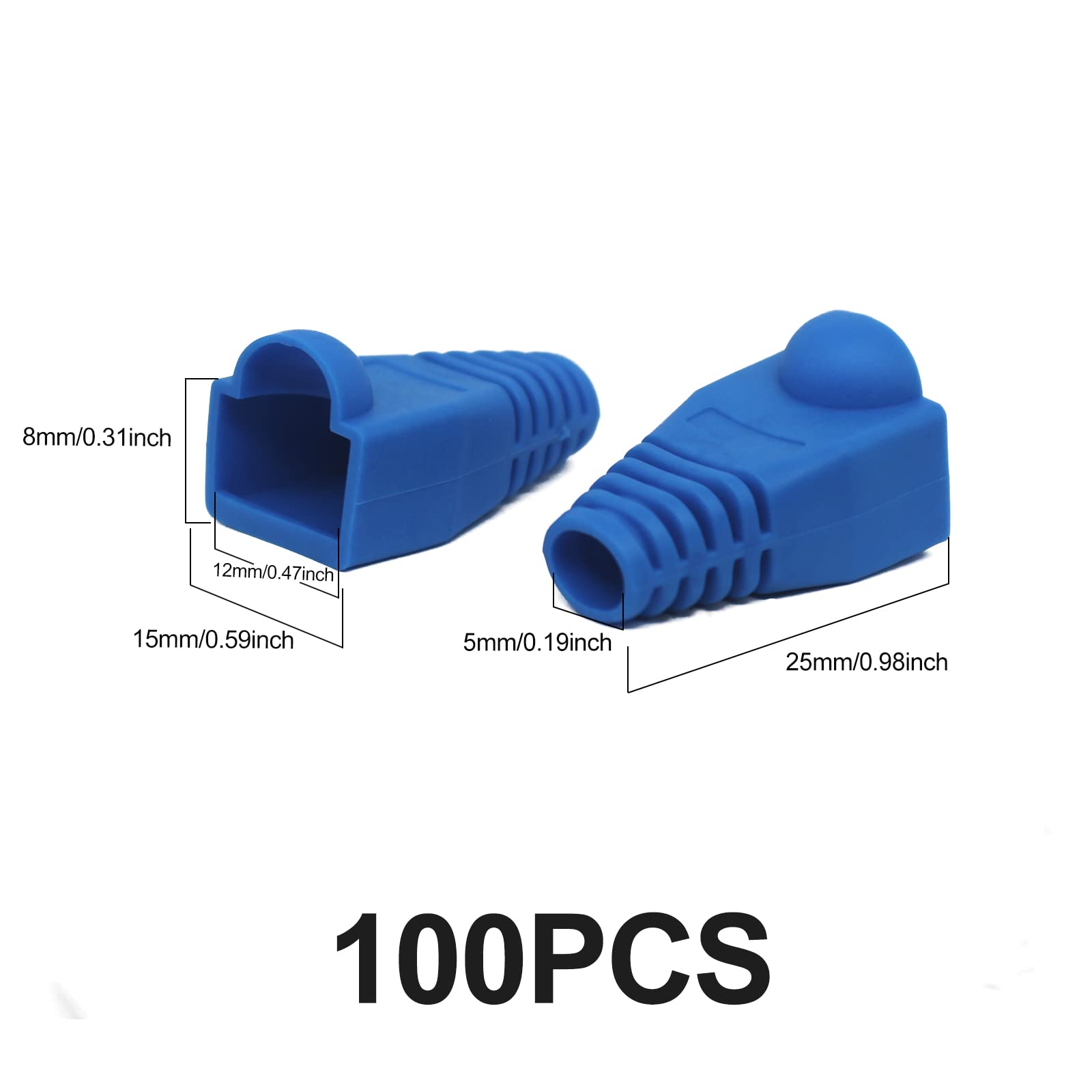 Copapa Yiovvom Soft Plastic Ethernet Rj45 Cable Connector Boots Cover Strain Relief Boots Cat5 Cat5E Cat6 Cat6E 100Pcs (Blue)
