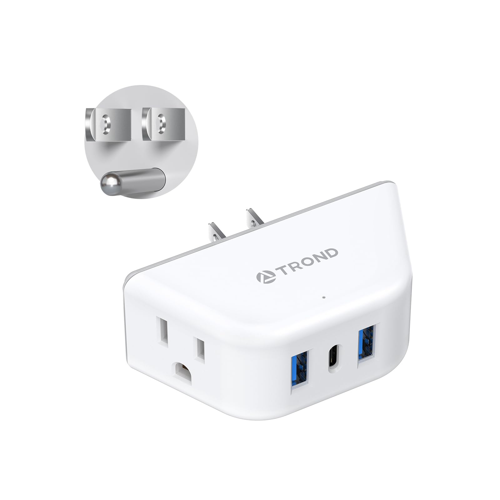 TROND Outlet Extender with USB, Wall Splitter with 2 AC Sockets, 3 USB Ports, 3-Side Design Wall Plug Adapter, Cruise Essentials