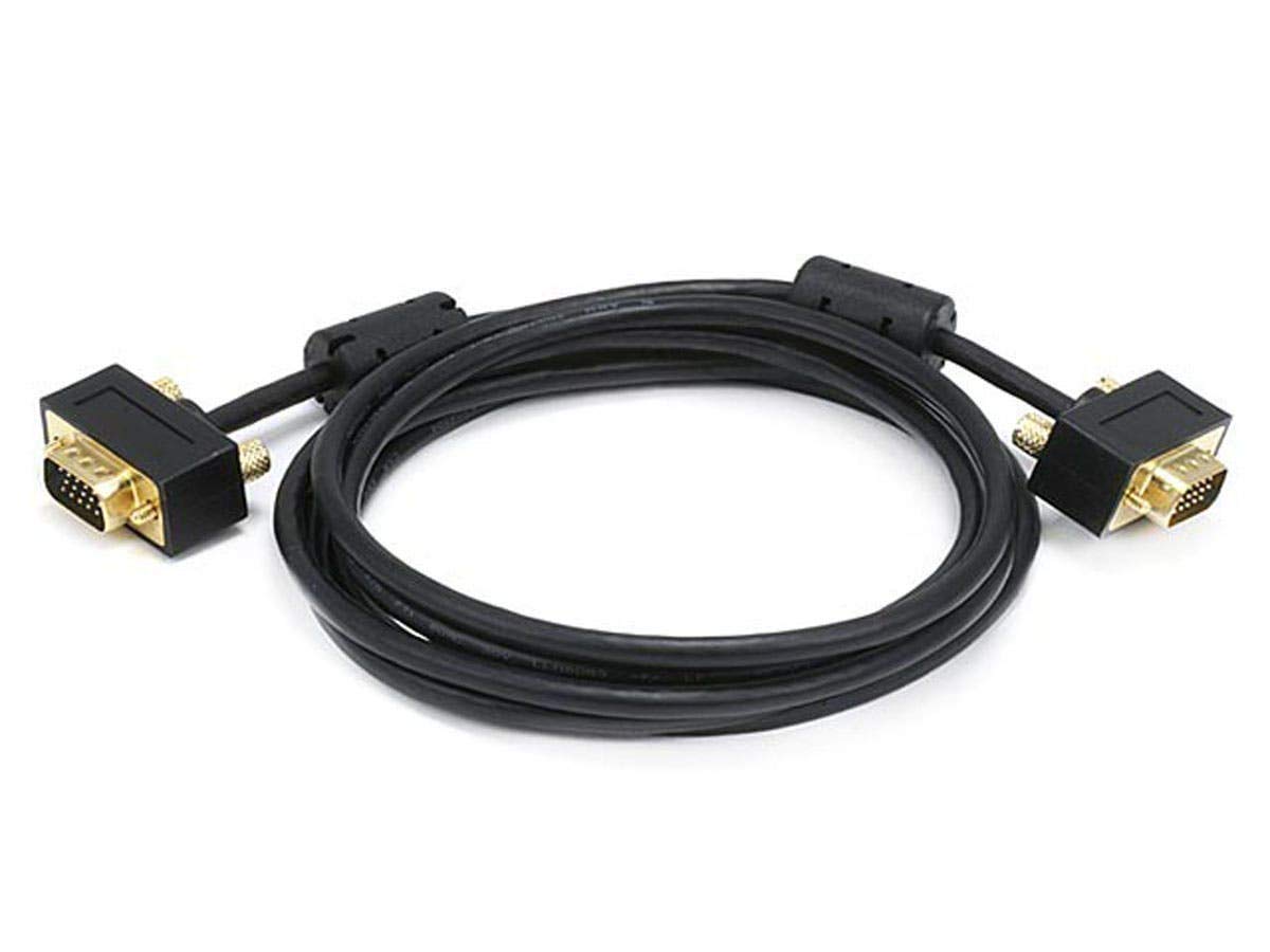 Monoprice Ultra Slim Svga Monitor Cable   Male To Male, With Ferrites, Gold Plated Connector 30/32Awg, 6 Feet, Black