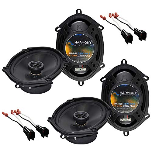 Harmony Audio  R68 Compatible With Ford F 250/350/450/550/650/750 1999 2004 Car Stereo Rhythm Series 5X7 6X8 Replacement 225W Speakers And Ha 725600 Speaker Replacement Harnesss