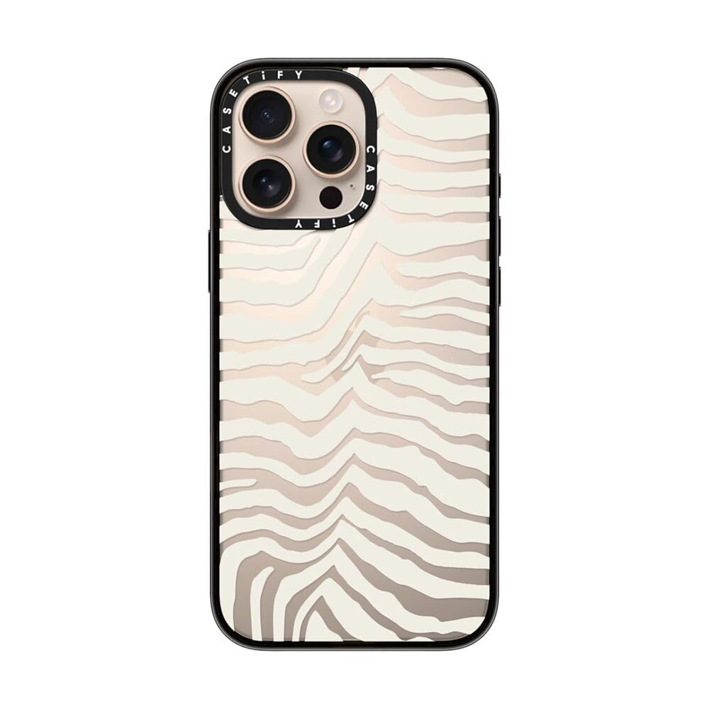 Casetify Compact Case For Iphone 16 Pro Max [Lightweight / 4 Ft. 2X Military Grade Drop Protection/Slim]   Zebra Stripe   Clear