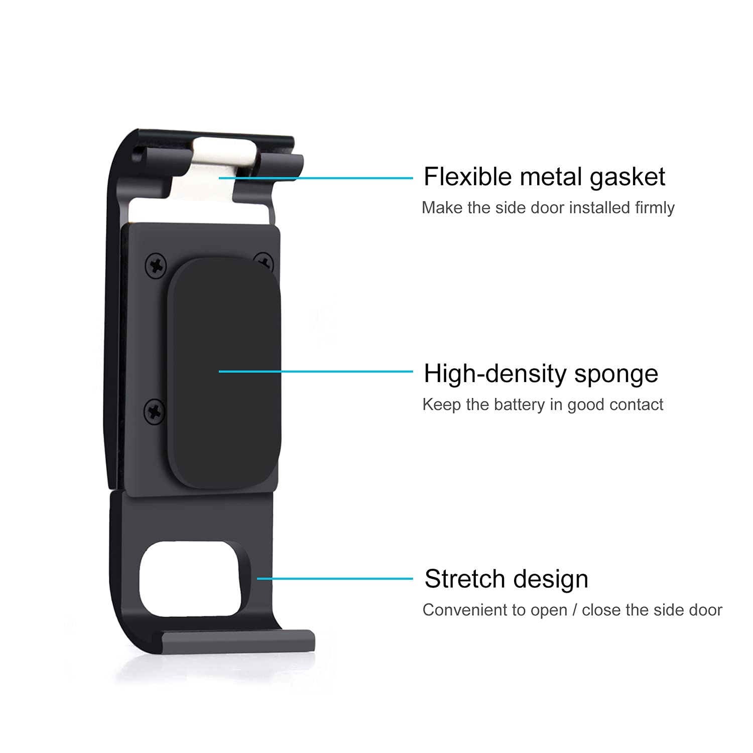 Yallsame Easy Charging Alloy Metal Replacement Side Door/Battery Cover Accessories For Gopro Hero 8 Black, Suitable For Vlog/Int