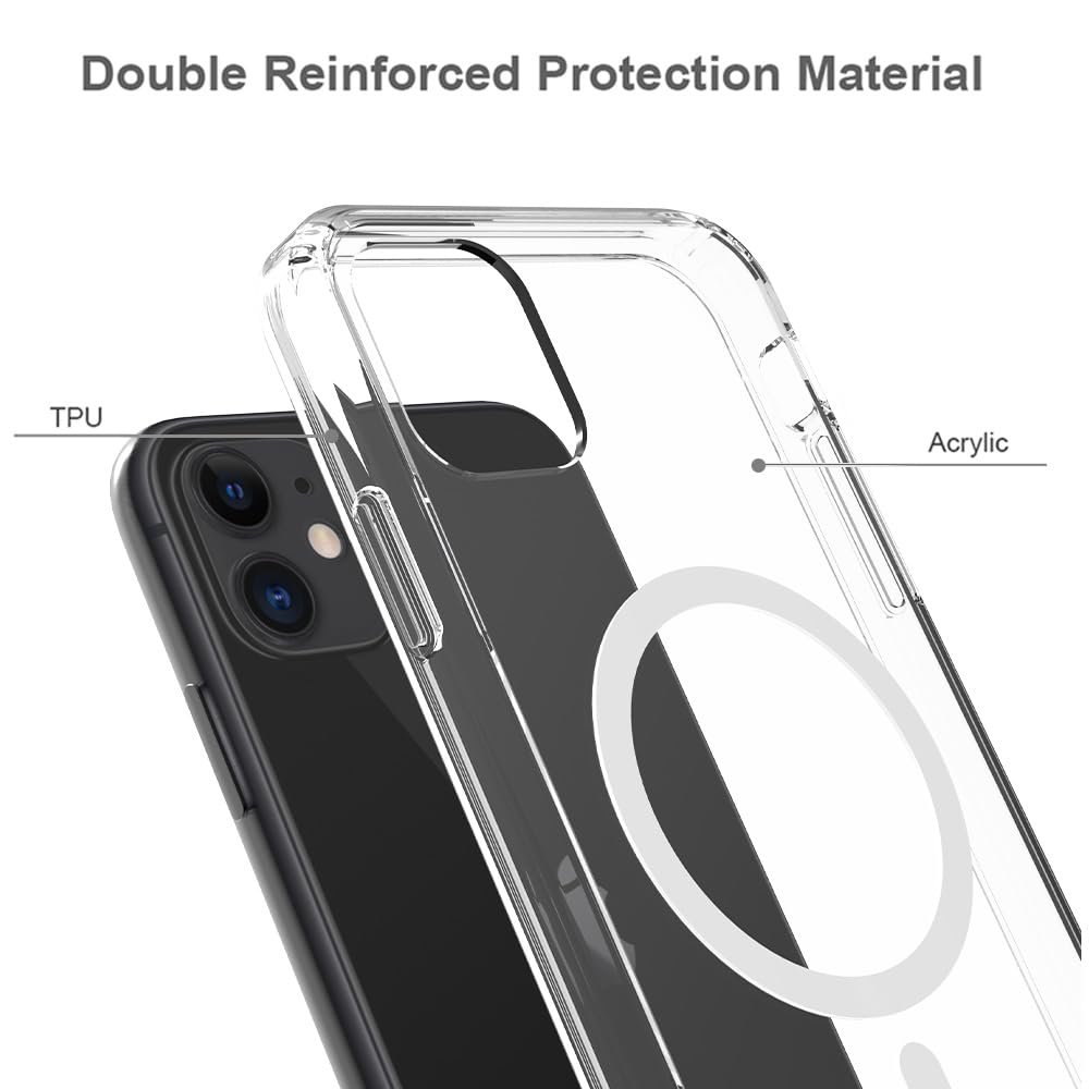 Magnetic For Iphone 11 Case,Compatible With Magsafe,Shockproof Anti Scratch Clear Thin Slim Phone Case.Clear Magnetic.