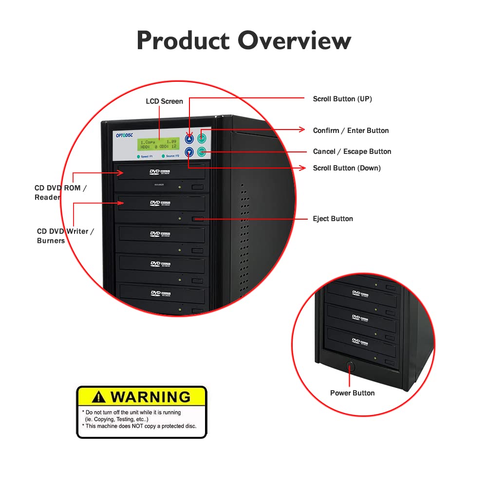 Optodisc 1 To 11 24X Burner M Disc Support Cd Dvd Duplicator   Standalone Copier Duplication Tower (Opto S11T Dvd Bk)