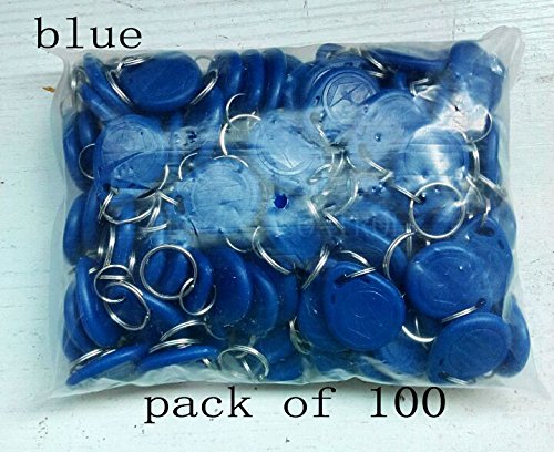 Blue 100Pcs 125Khz Proximity Id Card Chip Tk Em 4100 Rfid Tag Key Fob Keyfobs Keychain Ring Token For Access Control