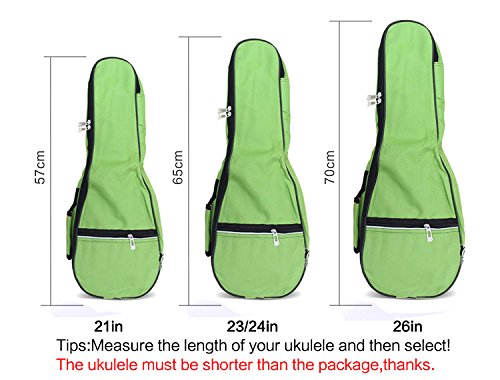 Hot Seal Waterproof Durable Colorful Ukulele Case Bag With Storage (23/24In, Green)