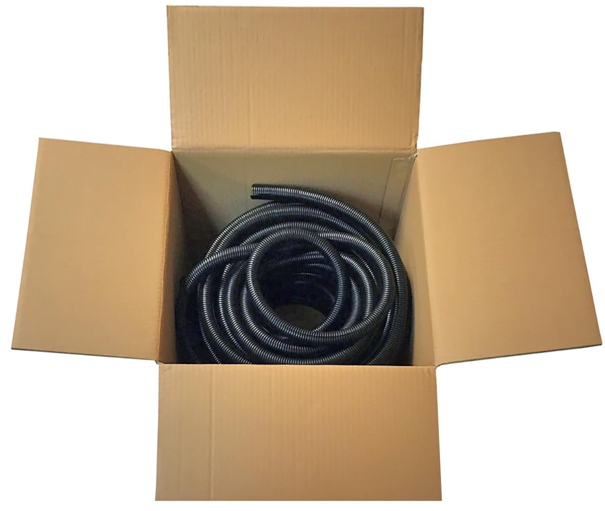 Electriduct 1/2'' Polypropylene Non Slit Wire Loom Corrugated Flexible Conduit   100 Feet   Black