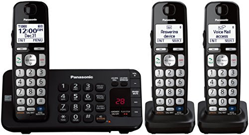 Panasonic Kx Tge243B Dect 6.0 Expandable Digital Cordless Answering System, 3 Handsets,Black
