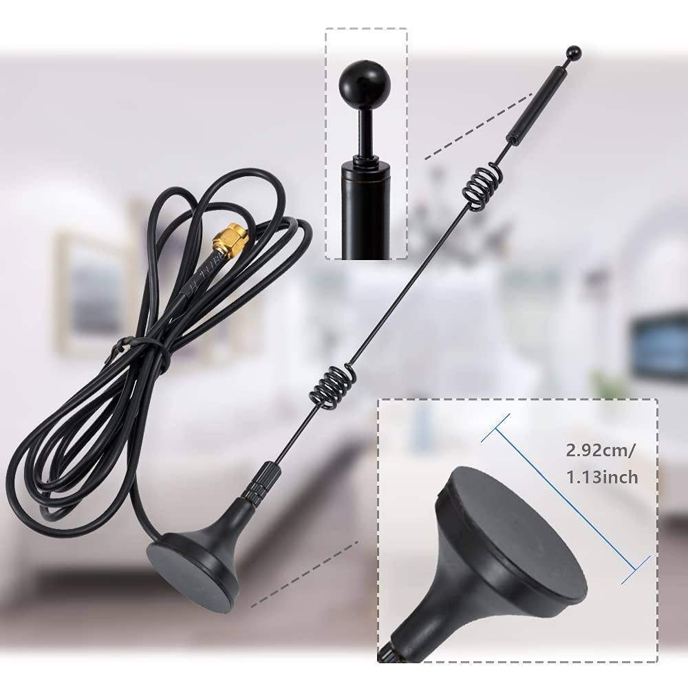 Pobady Wifi Antenna 2.4G /5G/5.8G Dual Frequency 12Dbi Mimo Omnidirectional Signal Booster Magnetic Base Rp Sma Adapter 1.5M 4.9