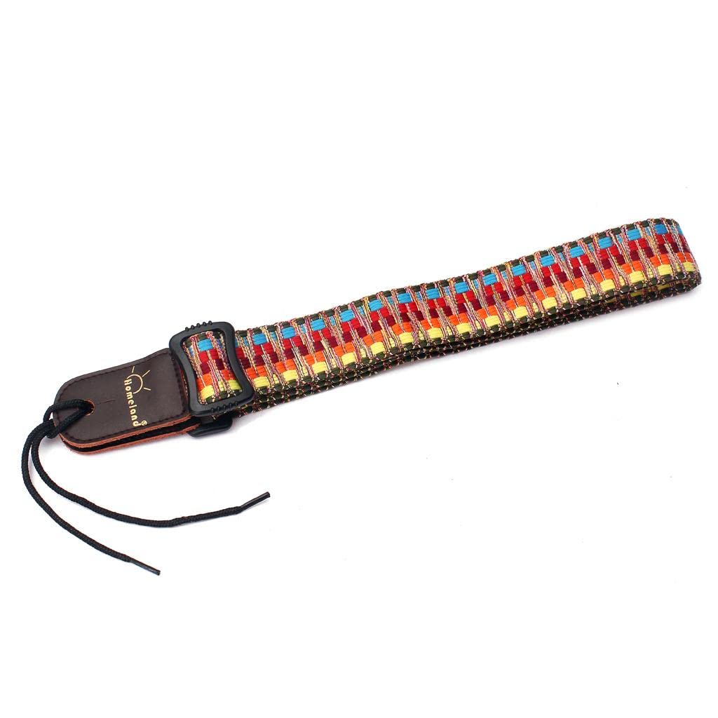 BNF Vintage Stripy Design Leather Ends Guitar/Bass Strap For Ukulele Banjo Parts