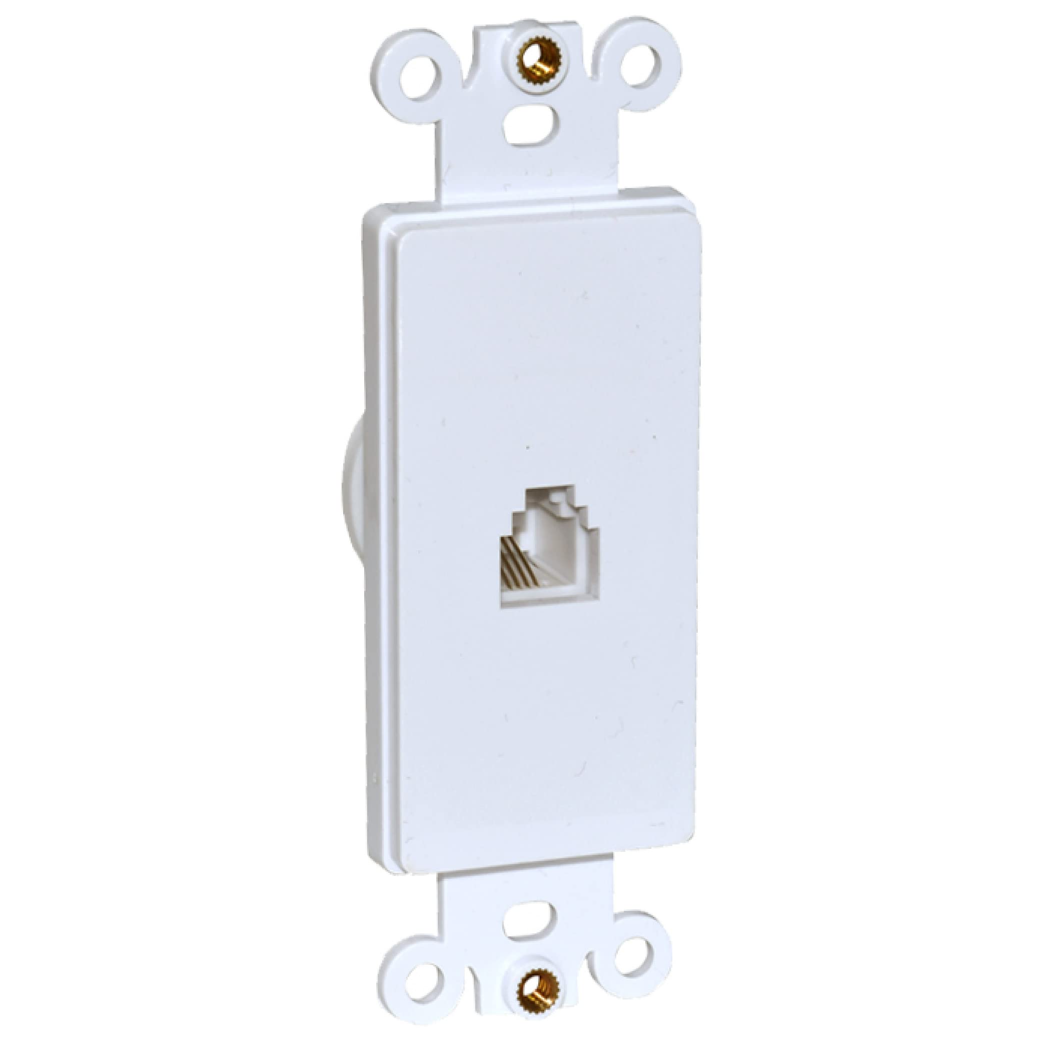 Newhouse Hardware Decora Single Phone Jack Insert For Decorator Wall Plates, For Rj11 Telephone Cables, Single Gang, 5 Pack, Whi