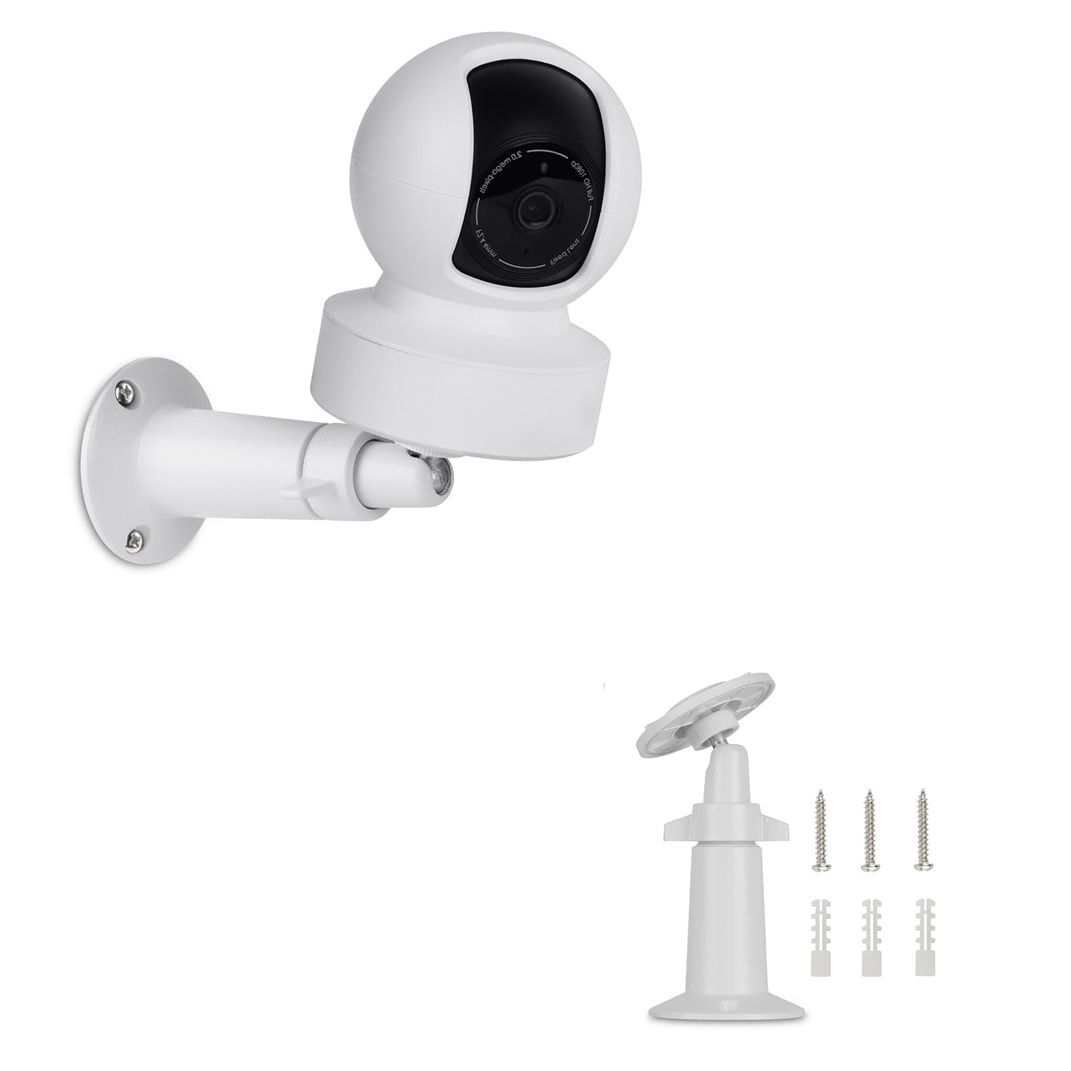 360� Adjustable Wall Mount Compatible With Kasa Indoor Pan/Tilt Smart Security Camera/Kasa 2K Qhd Camera Pan/Tp Link Tapo C200, Rustproof Aluminum Alloy Security Bracket White(Not Included Camera)