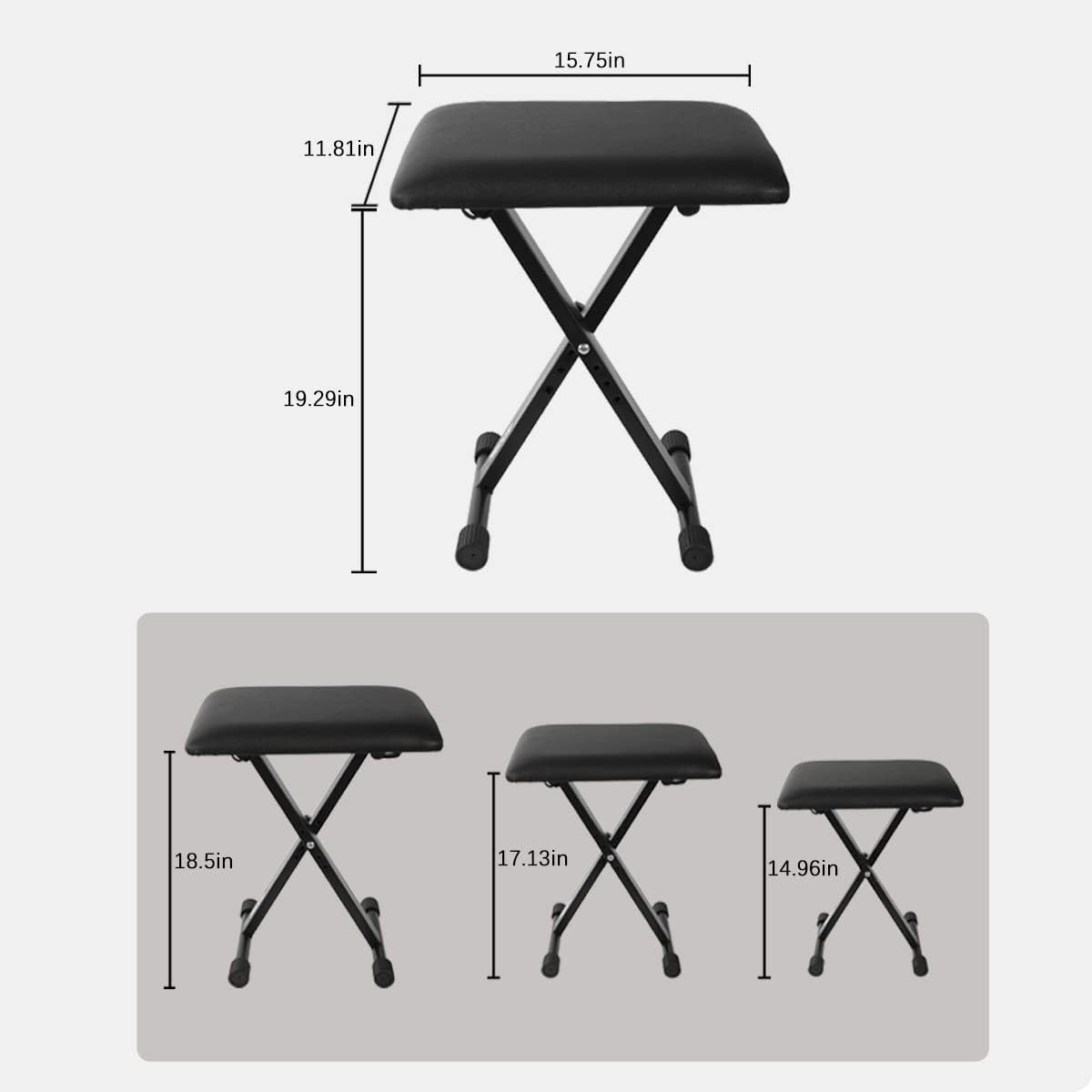 Aodsk Keyboard Bench X Style Cushion Padded,Piano Bench Adjustable Collapsible Stool Chair Seat,Flame Retardant Cotton,Non Skid