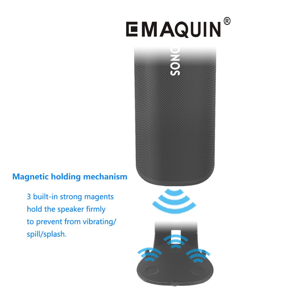 Emaquin Wall Mounts Brackets For Sonos Roam 2/Sonos Roam/Sonos Roam Sl(Include 2 Pcs,Drill Free,Sturdy Metal,Enduring Paint Fini