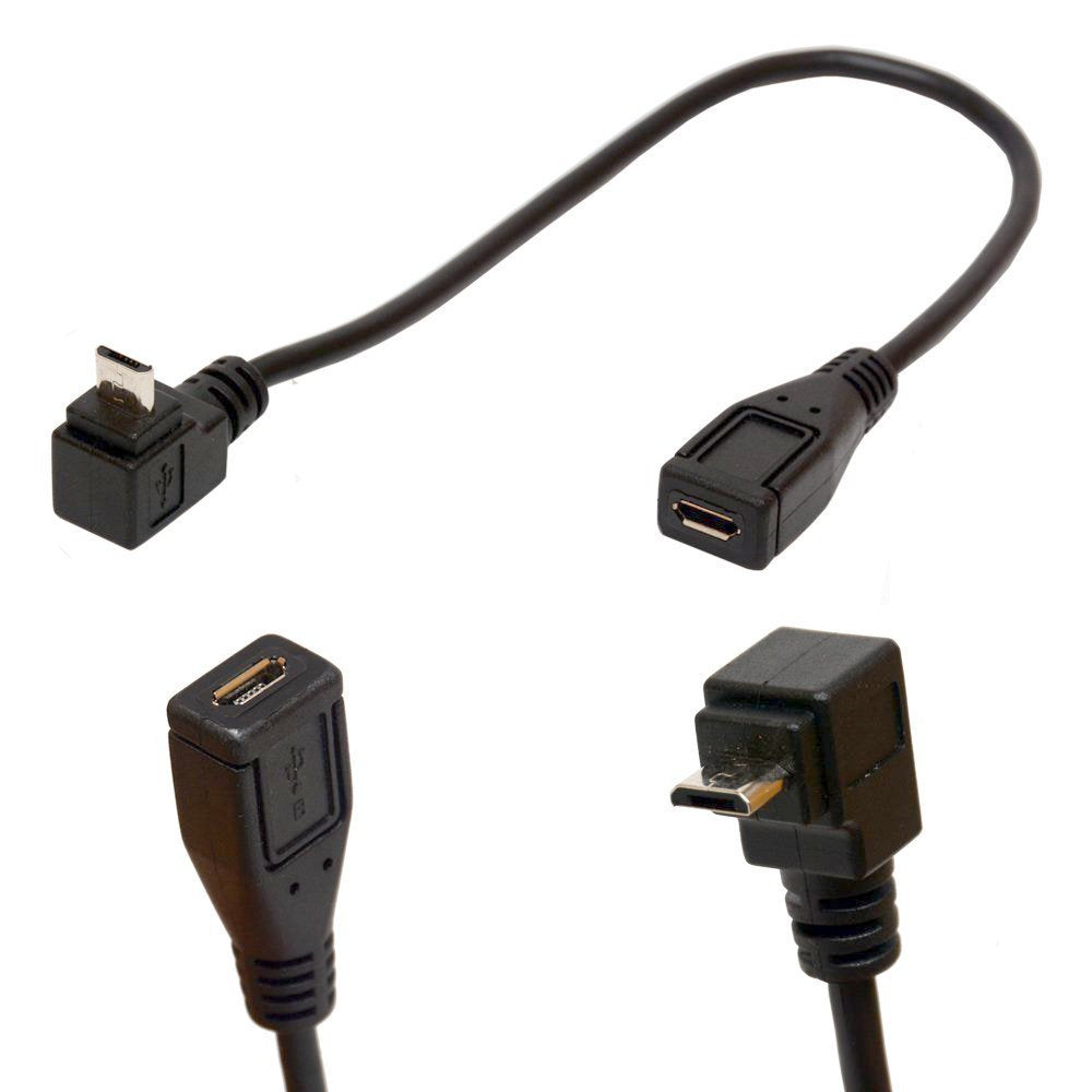Bshtu Micro B 5 Pin Right Angle 90 Degree Extension Cable Male To Female Adapter 25Cm Syncing & Charging Usb Cable (Down)