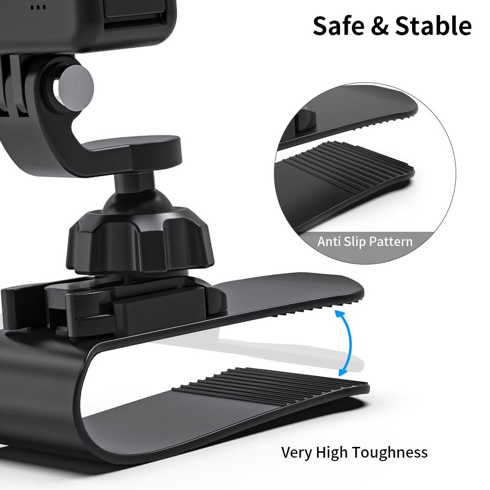 Skezn Upgrade Car Sun Visor Mount, Vlog/Video Holder Compatible With Gopro Hero 12/11/10/9/8 Black, Insta360, Dji Action 4/3 And More (1.8 * 3.7 * 2.8In)