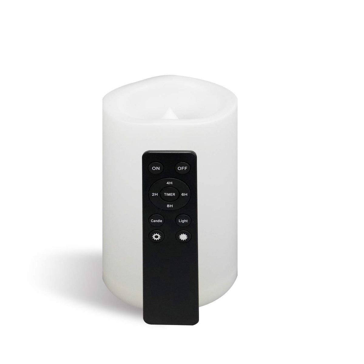 Candle Choice Waterproof Outdoor Battery Operated Flameless Candle Remote Timer Large Tall White Plastic Realistic Flickering El