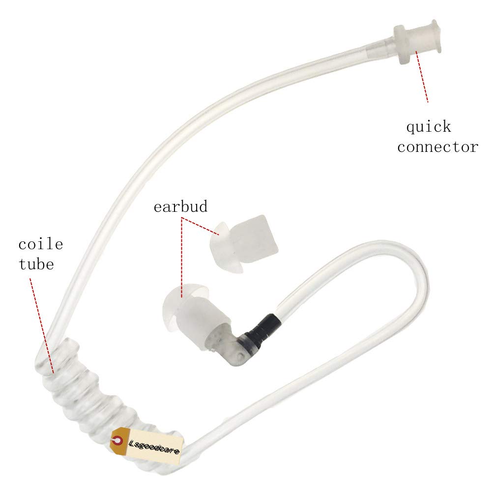 Lsgoodcare 20Pcs Replacement Covert Acoustic Air Coil Audio Tube Earbuds Compatible For Motorola Kenwood Icom Yaesu Two Way Radio Earpiece