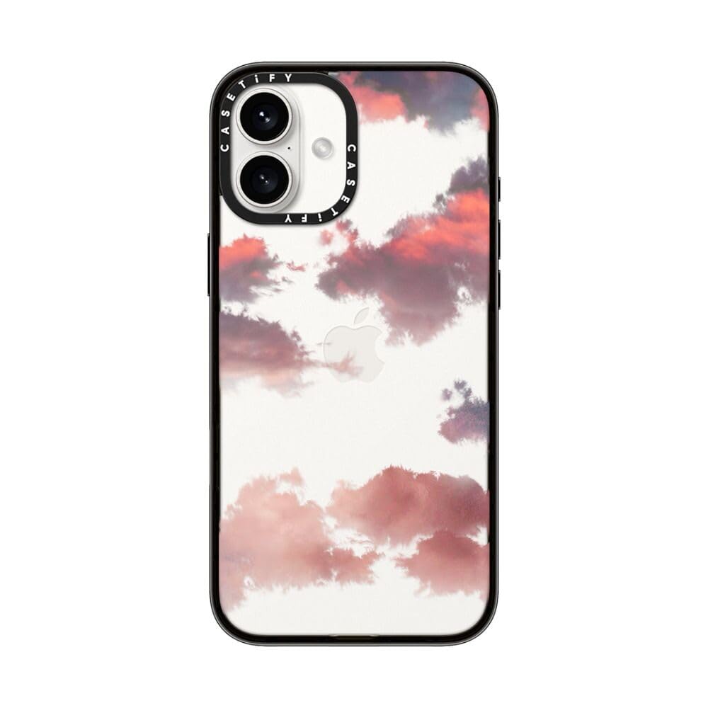 Casetify Compact Case For Iphone 16 Plus [Lightweight / 4 Ft. 2X Military Grade Drop Protection/Slim]   Clouds (Red)   Clear Bla