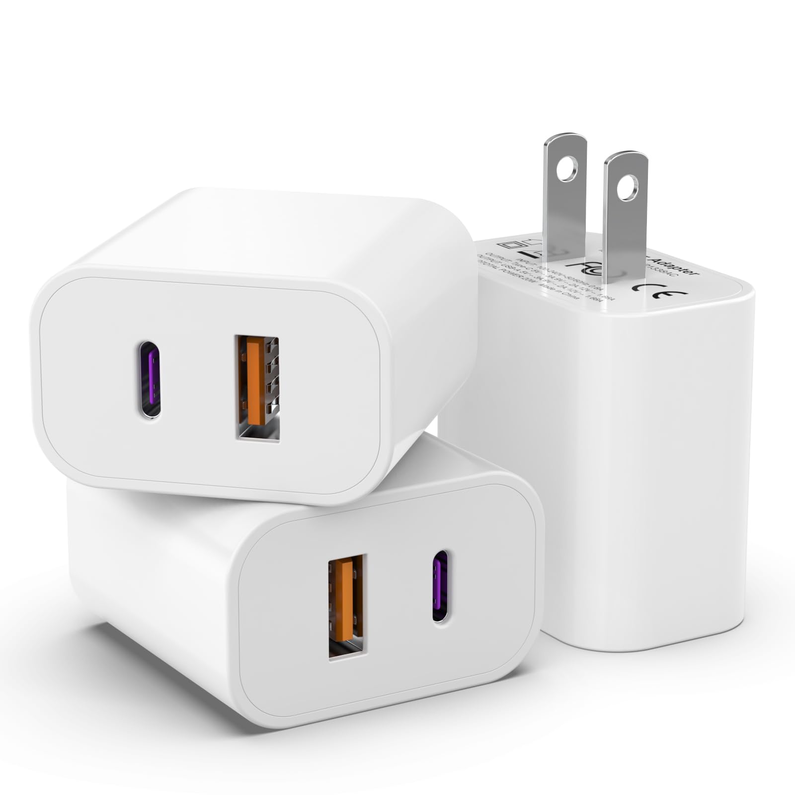 3 Pack i Phone 17 16 15 14 USB C Charger Block, iGENJUN 20W Dual Port QC + PD 3.0 Power Adapter Wall Charger, Double Fast Plug C