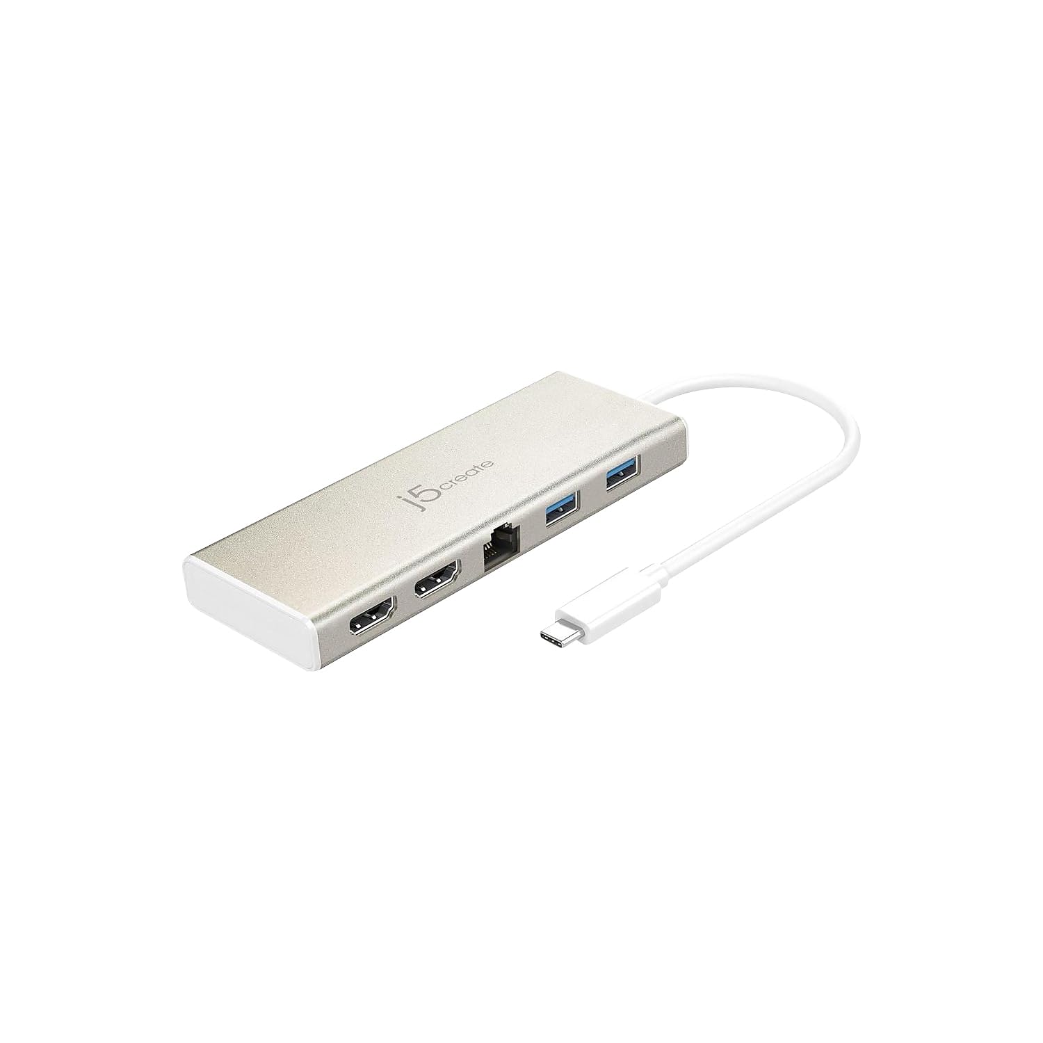 j5create USB-C Mini Dock- Type C Hub with 2X HDMI, 2X USB 3.0, Ethernet, Power Delivery 2.0 (JCD381)