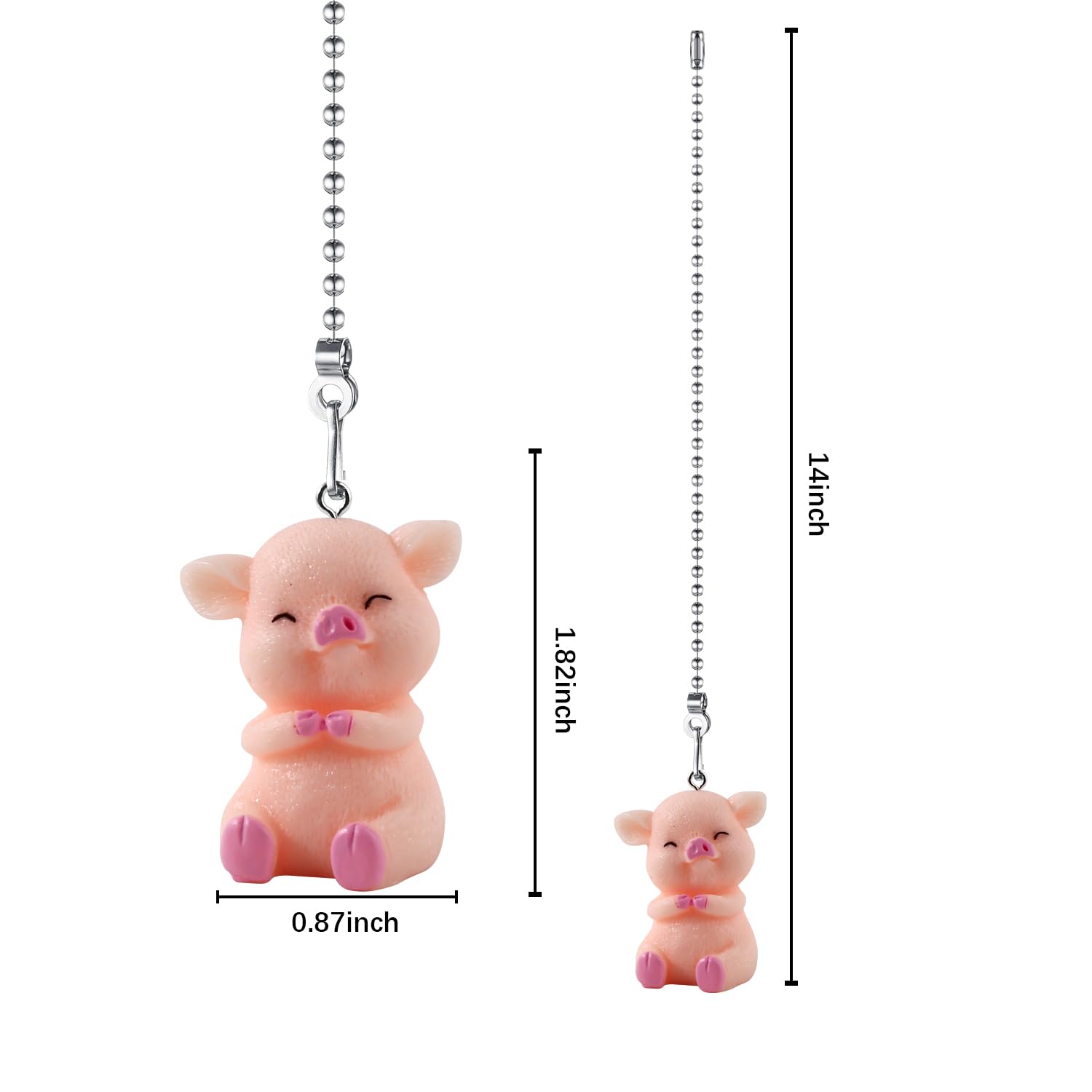 Dotlite Pig Ceiling Fan Pull Chain,Cute Pink Pig Farm Pulls Charm Extension Decorative,12In 3Mm Diameter Beaded Fan Light Pull C