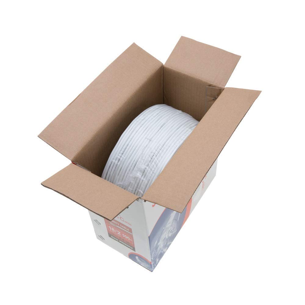 Cables Direct Online 500ft Stranded 22AWG 4 Conductors Alarm CCA Cable, White - Ideal for Low Voltage LED, Security Systems, Fire Detectors