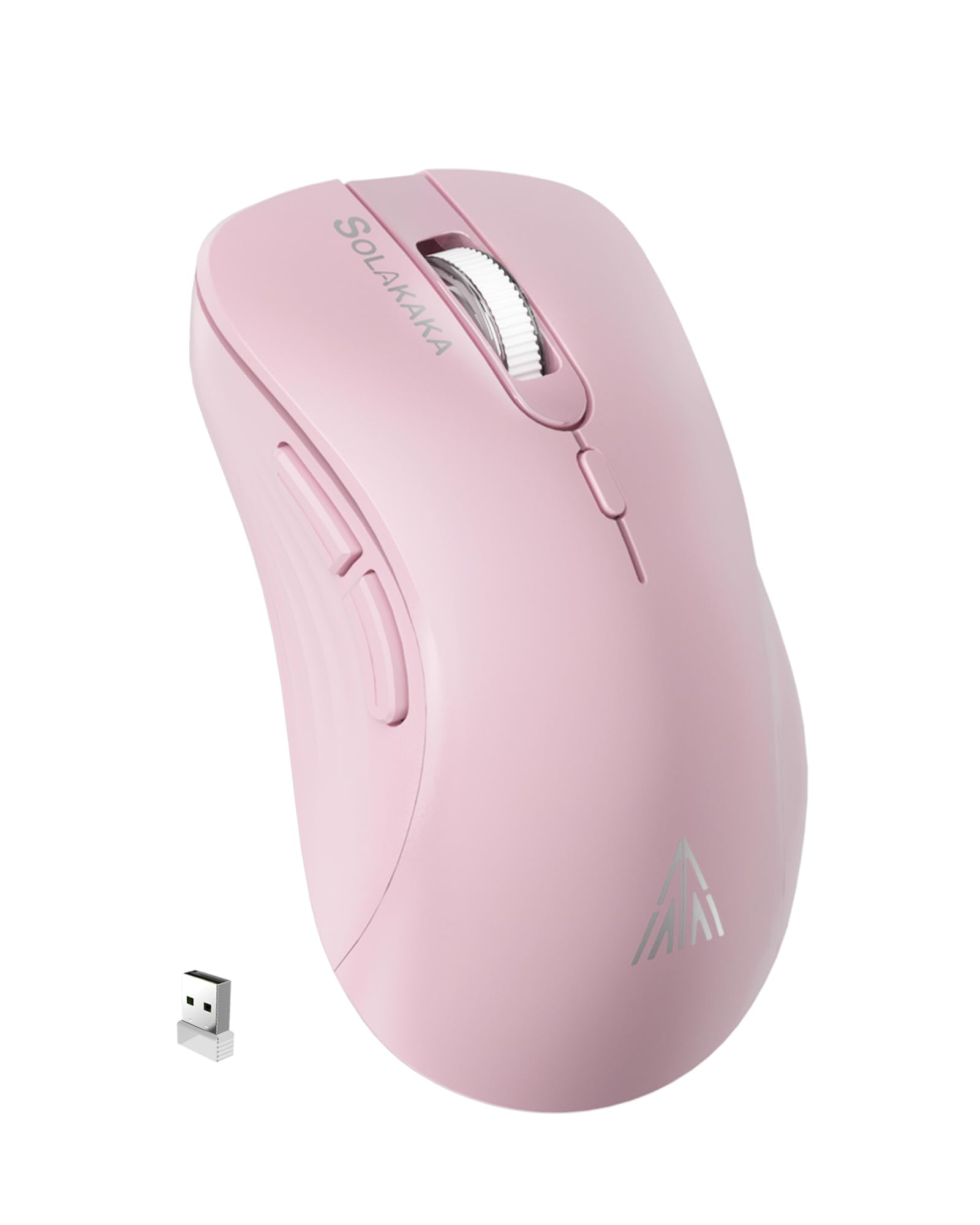 Solakaka Sm66 Pink Silent Dual Mode 2.4Ghz Wireless Mouse, Adjustable 4200 Dpi,Rechargeable Wireless Computer Mouse For Pc Mac L