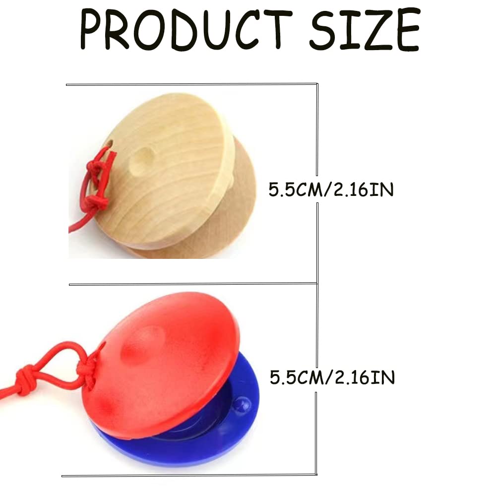 12 Pcs Musical Castanets Instrument, Clap Board Music Educational,Classroom Diy Wooden Percussion Instrument Finger Castanets (W