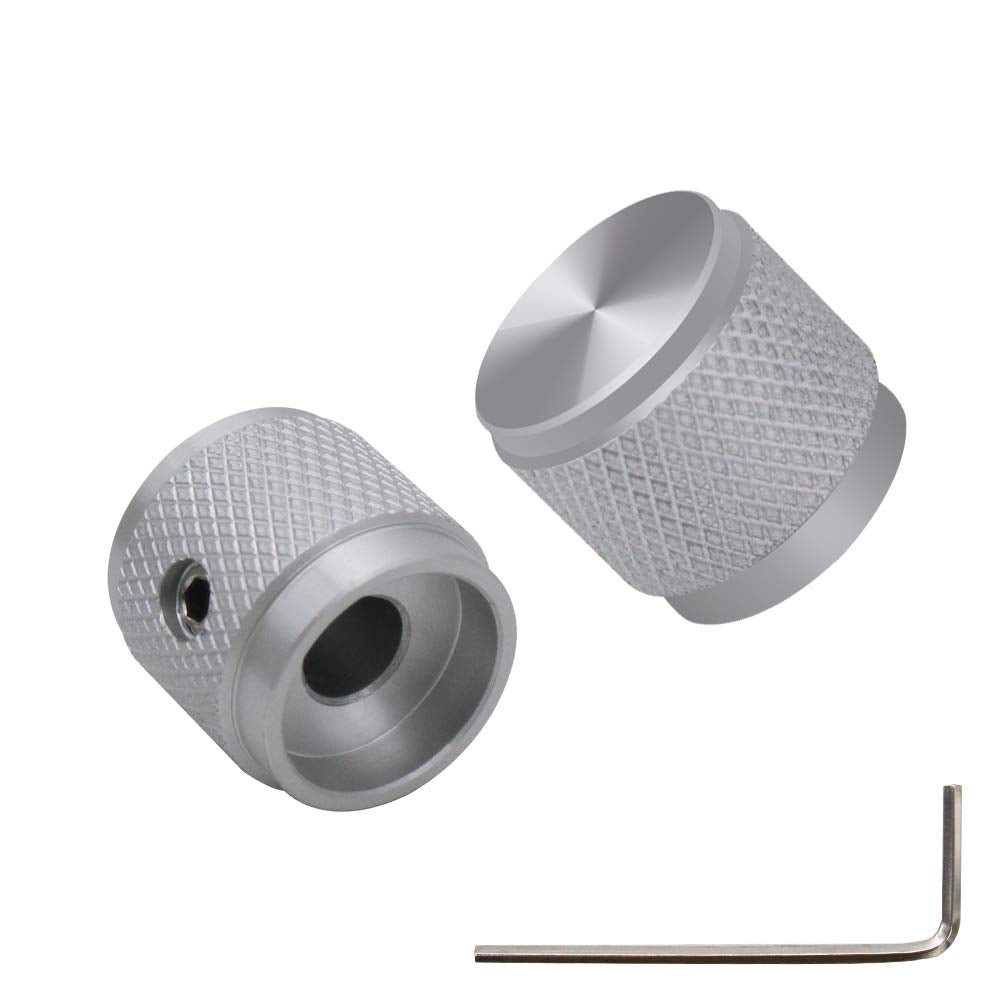 Mxuteuk 4Pcs Silver Aluminum Alloy Potentiometer Control Knob Volume Audio Electric Guitar Bass Screw Type 17 X 16Mm (D*H) Knob