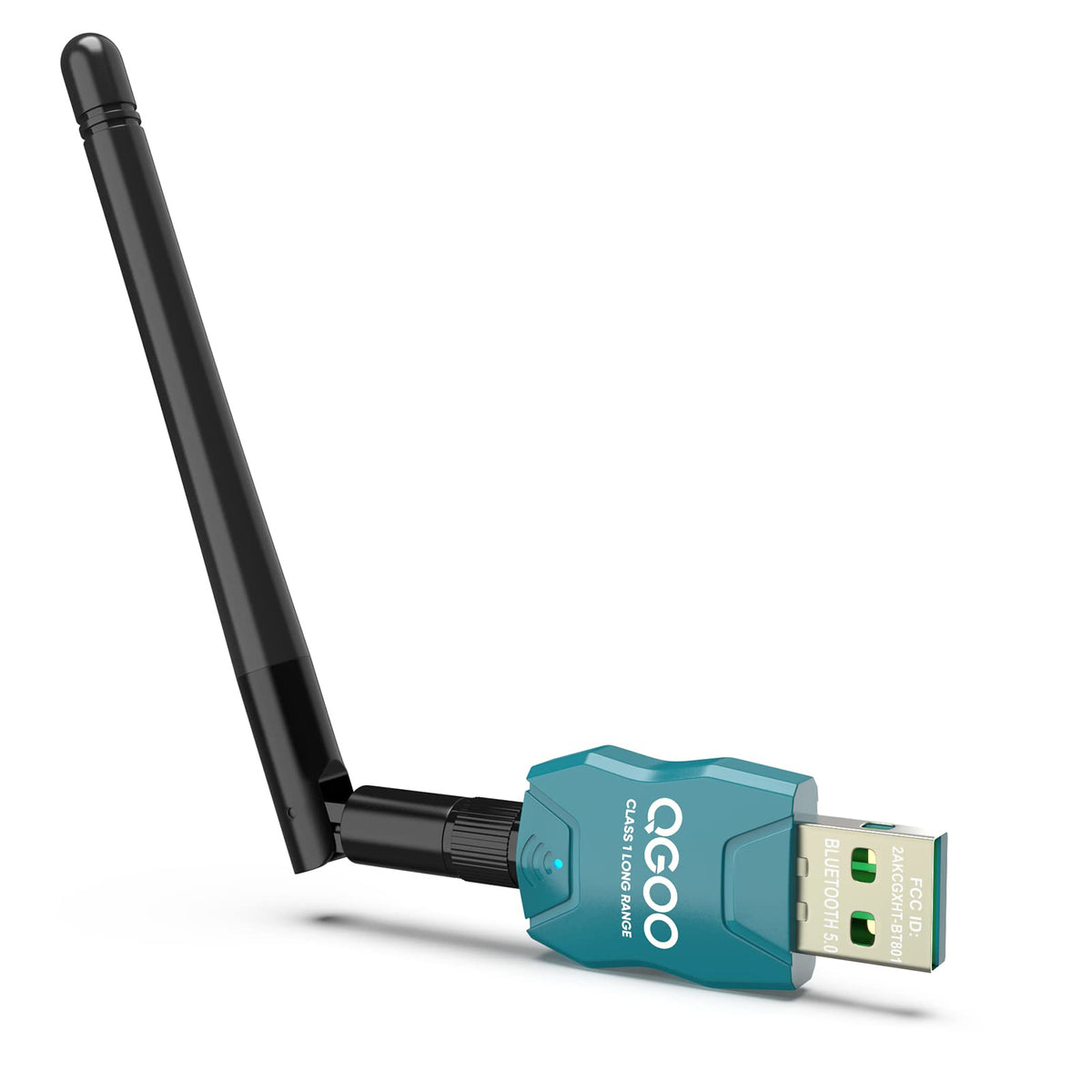 Long Range Class 1 Bluetooth Adapter, QGOO USB Bluetooth Adapter for PC 5.3+EDR, Bluetooth Dongle Wireless Bluetooth Receiver for Speaker, Keyboard, Headphones, Support Win10/8.1/8/7(coniferous Green)