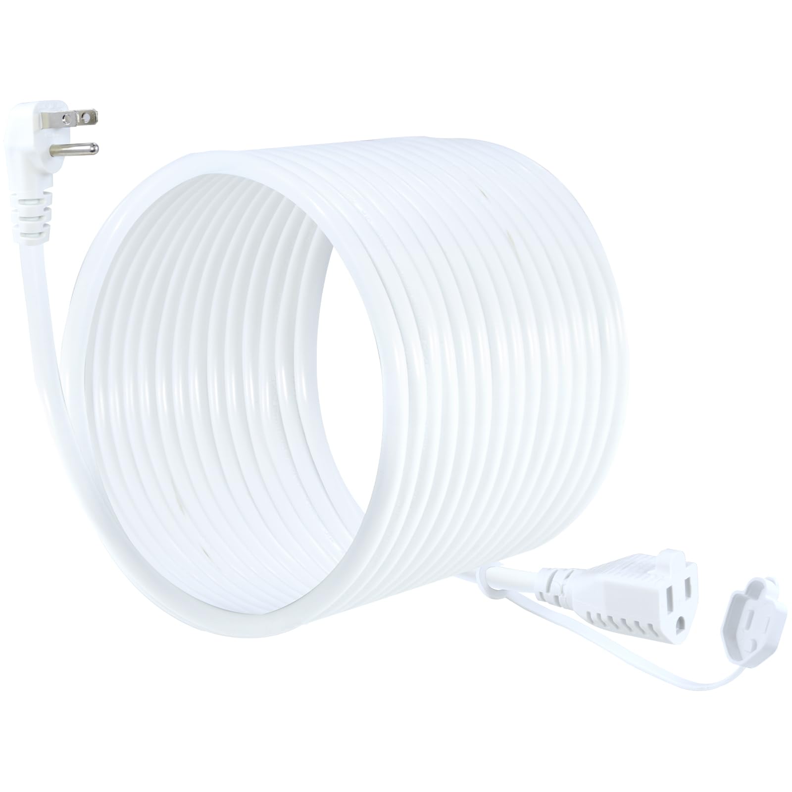 25Ft 16Gauge White Outdoor Extension Cord   90Degree Flat Plug Outdoor 3 Prong Extension Cord, Single Sjtw Extension Cord,125V 1