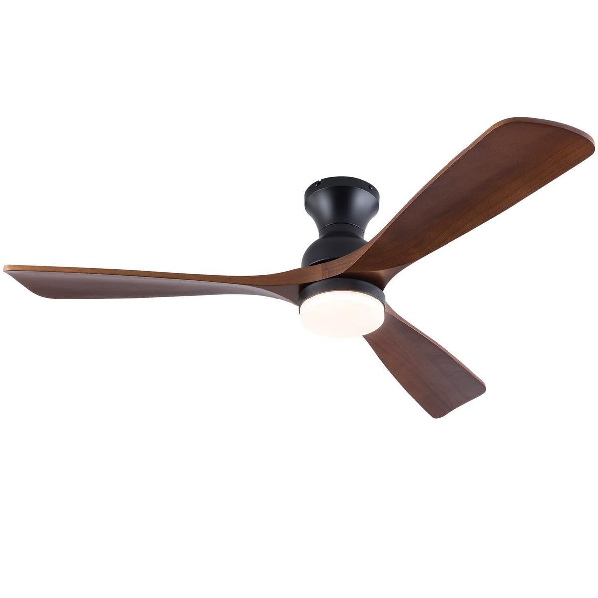 Xbibi 52 Inch Low Profile Ceiling Fan With Light And Remote, Quiet 6 Speeds Dc Motor Wood Flush Mount Hugger Ceiling Fan, 3 Colo
