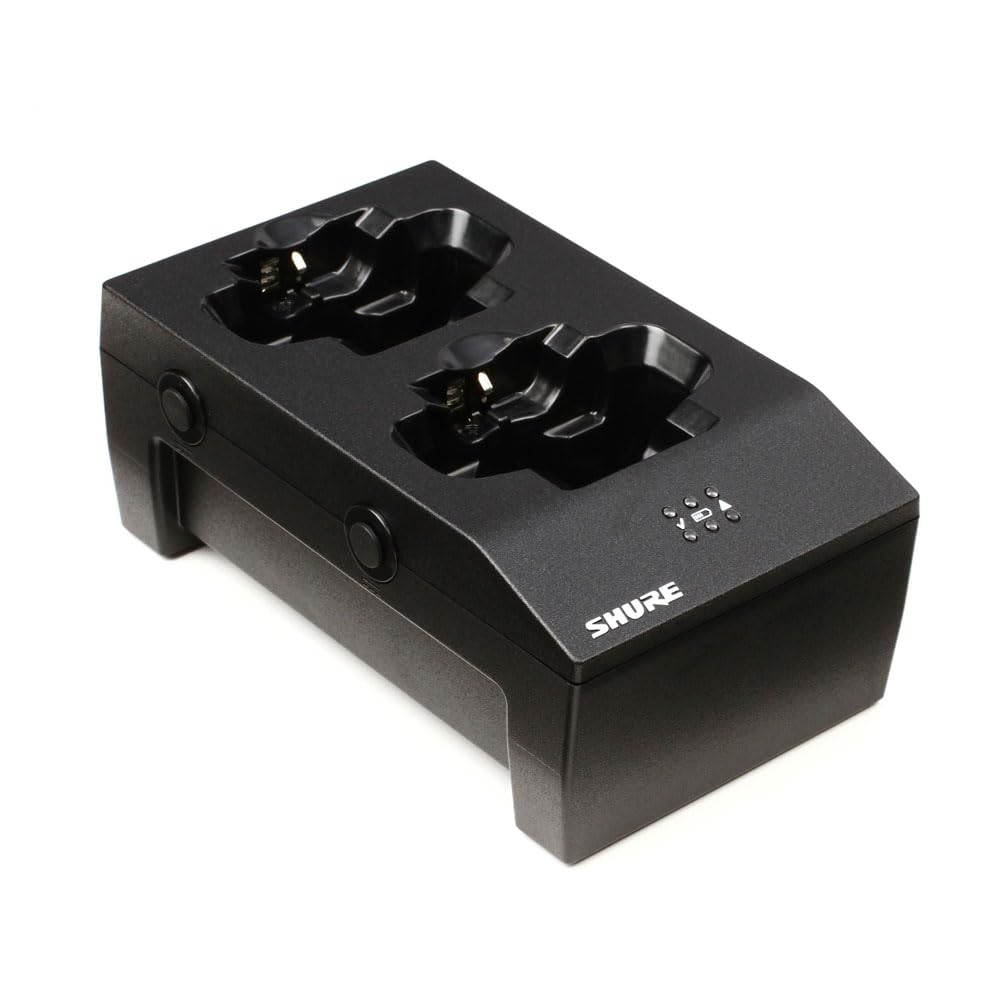 Shure Sbc200 Us Dual Docking Charger With Ps45Us Power Supply, Recharging Station Charges Sb900A Batteries In Or Out Of Transmit