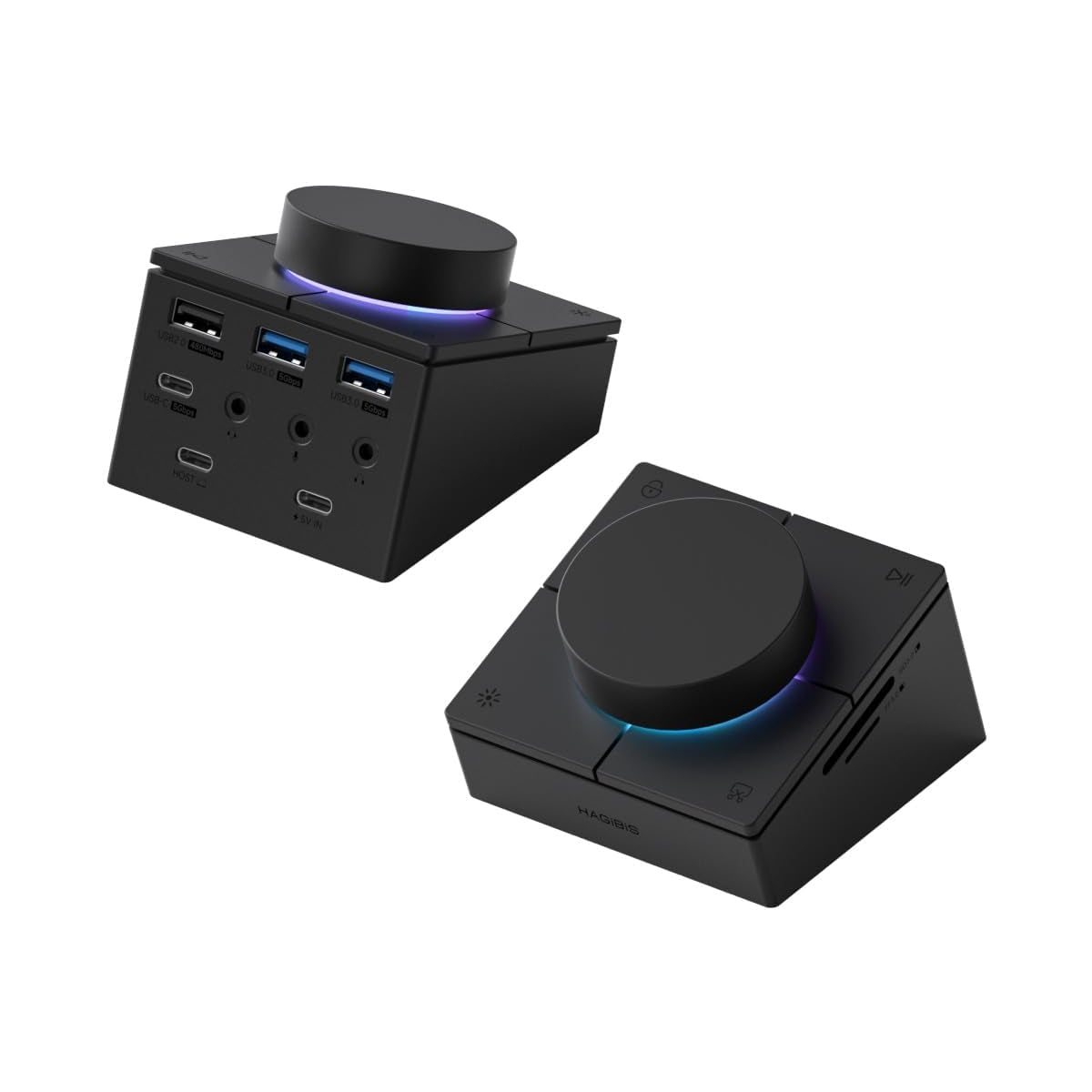 Hagibis Knob USB C Hub with Shortcut Buttons, RGB Type-C Docking Stati ...