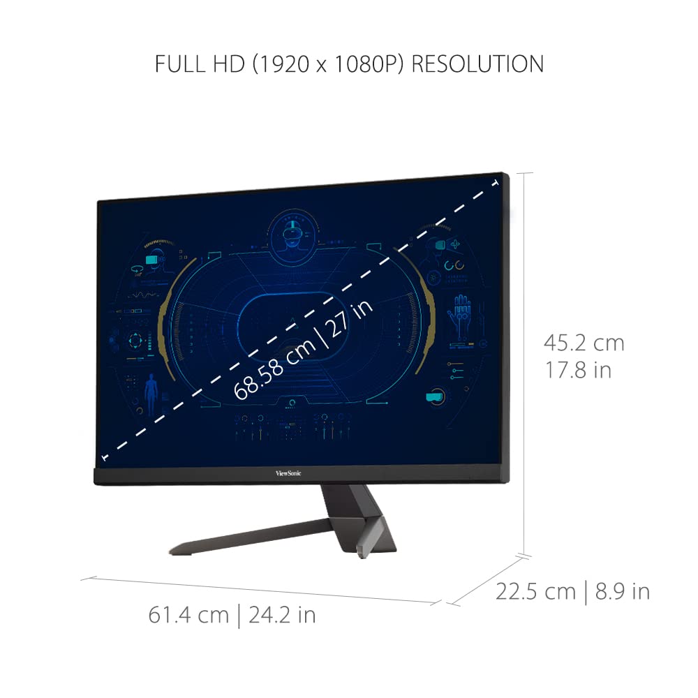 Viewsonic Vx2767-Mhd 27 Inch 1080P Gaming Monitor With 100Hz, 1Ms, Ultra-Thin Bezels, Freesync, Eye Care, Hdmi, Vga, And Dp
