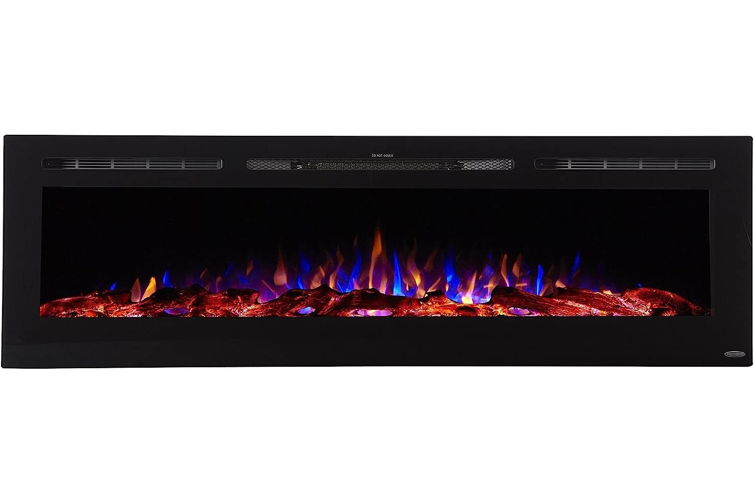 Touchstone Smart Electric Fireplace The Sideline 72 Inch Wide In Wall Recessed 30 Realistic Ember Color/Flame Options 1500W Heat