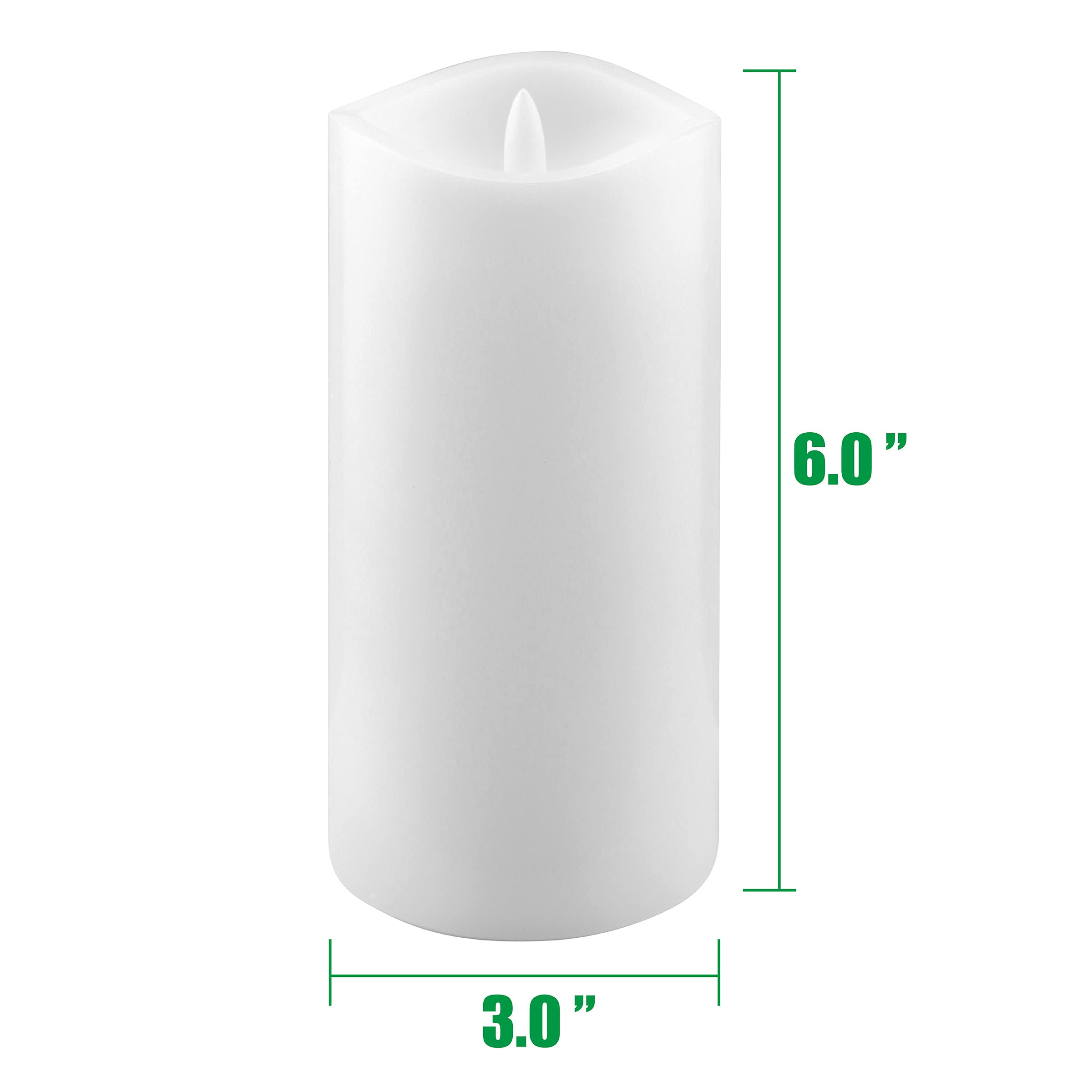 Stonebriar 6 Count White Real Wax 3X6 Flameless Led Pillar Candles With Remote And Timer