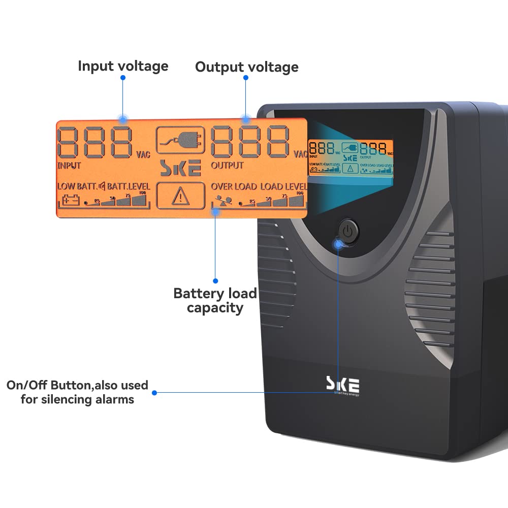 Ups Battery Backup And Surge Protector 850Va/480W,Computer Uninterruptible Power Supply Units,Battery Backup Intelligent Lcd,Ske