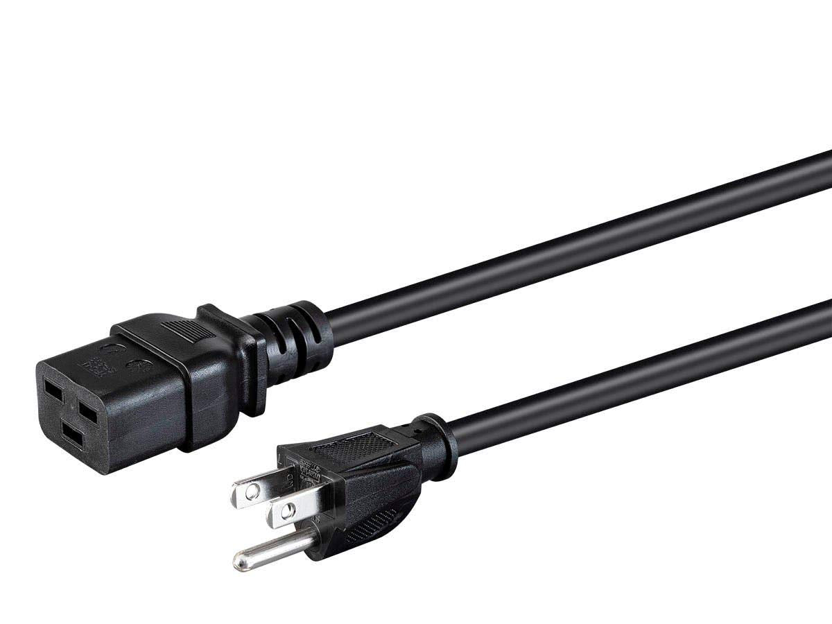 Monoprice Power Cord - NEMA 5-15P to IEC 60320 C19, 15 Amp, 1875 Watt, 3-Prong, 14AWG, 8 Feet, Black