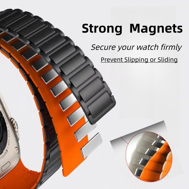 Magnetic Watchband Compatible With Apple Watch Band 49Mm 46Mm 45Mm 44Mm 42Mm Thin Silicone Replacement Wristband Strong Magnet L