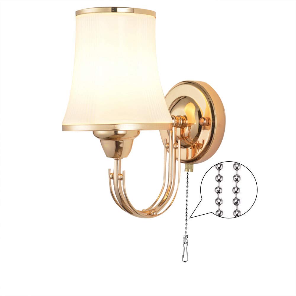 Wayilea Ceiling Fan Pull Extension Chain Set, Light Chain Extender Stainless Steel Silver 3.2Mm Beaded Ball, Fan Cord Pull Strin