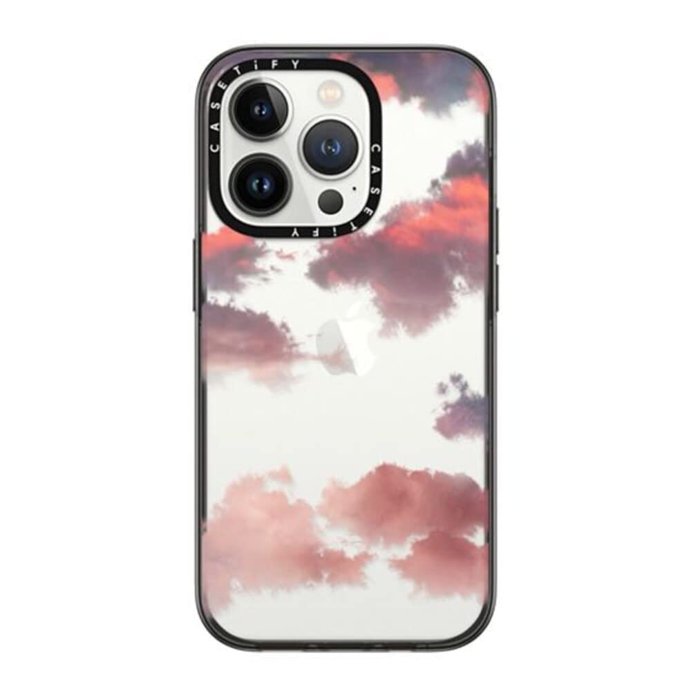 Casetify Compact Iphone 14 Pro Case [2X Military Grade Drop Tested / 4Ft Drop Protection]   Clouds (Red)   Clear Black