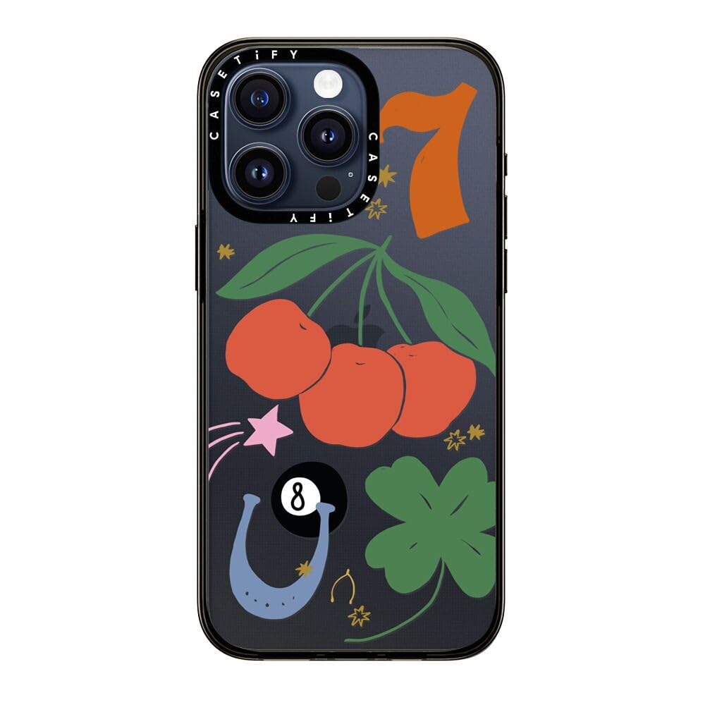 Casetify Compact Case For Iphone 15 Pro Max [2X Military Grade Drop Tested / 4Ft Drop Protection]   Lucky   Clear Black