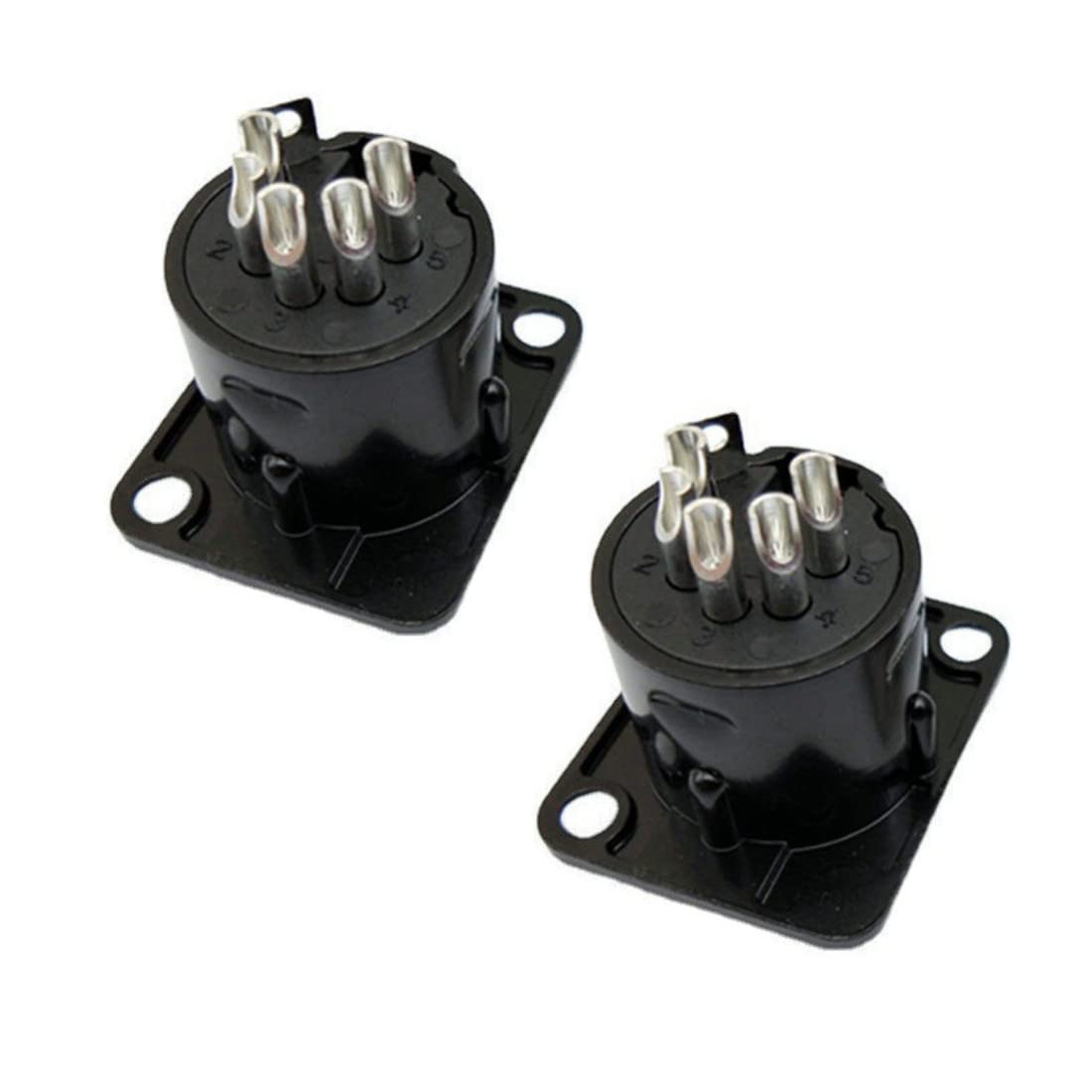 Gdqlcnxb Xlr Male Jack 5 Pin Panel Mount Jacks,Black Metal Housing Xlr M Connector, 5Pcs.