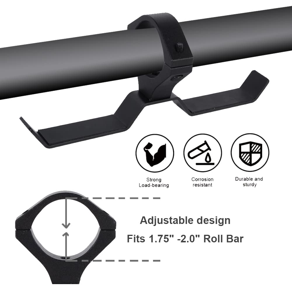 Z8 Utv Headset Hanger With Bar Mount 1.75''  2'' Roll Cage Rugged Machined Headset Helemt Goggle Accessory Dual Hook Hanger Hold
