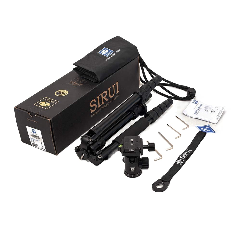 Sirui Tripod For Camera, 2 In 1 Aluminum Camera Tripod Monopod, Compact Travel Tripod With 360 Panorama Ball Head, Professional Tripod For Dslr Video Camcorders 17,6Lbs Load (Mt1005+M10)