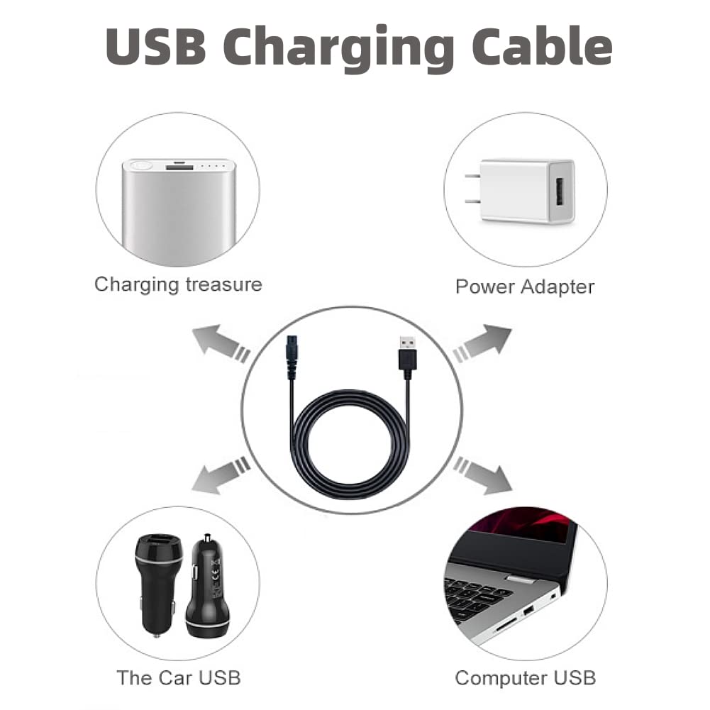 Qjin Usb A Charging Cable Wall Power Adapter For Philips Norelco 2400 Qp2724/90, Qp2834/70, S7887/82, S5880/81, X3001/90, Mg9520