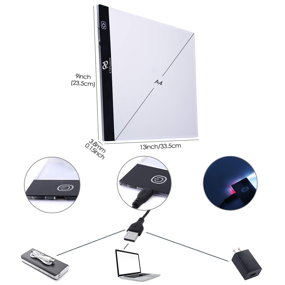 Pp Opount 170 Pcs A4 Diamond Art Led Light Pad Kits, 3 Level Adjustable Light Board With 80 Grids Diamond Box, Felt Hand Held Ba